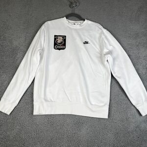 NIKE Sweat`shirt Womens M White Cropped Oversized Sweater Boxy London Dog Swoosh